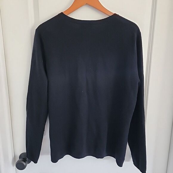 Lands' End 100% Cashmere Button Up Cardigan Sweater Women XL 18 Black Crew Neck - Picture 3 of 7